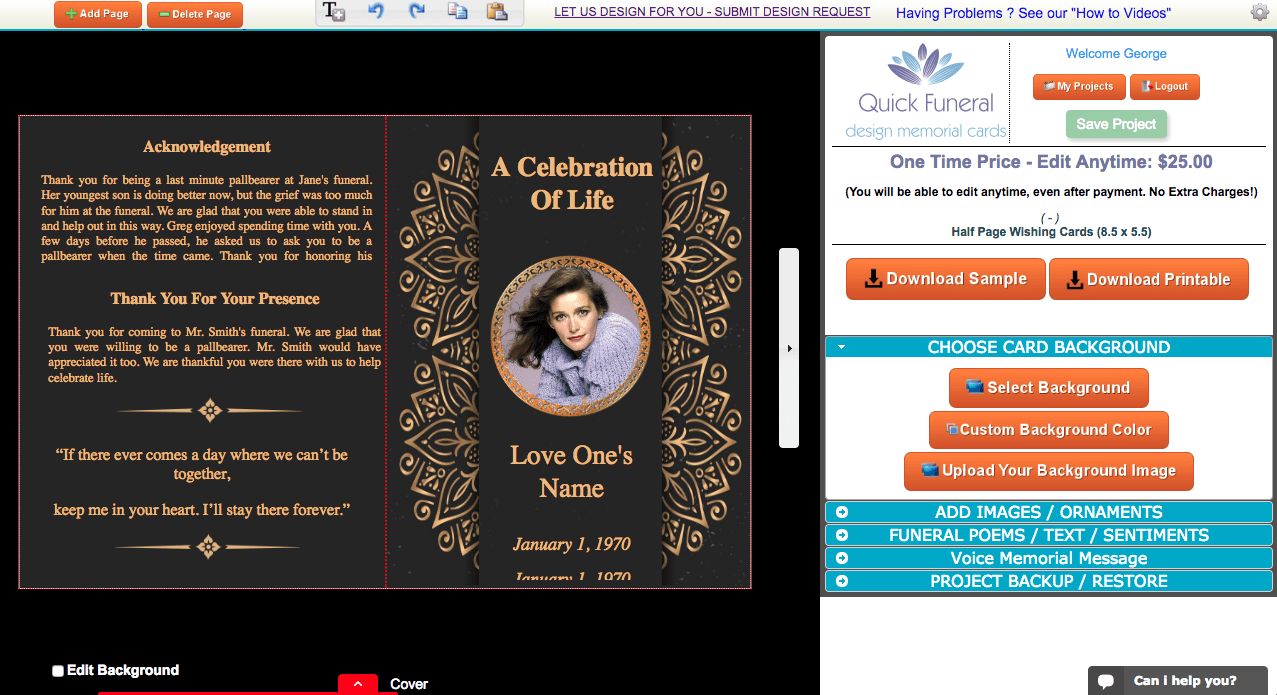 Creating Funeral Programs Online