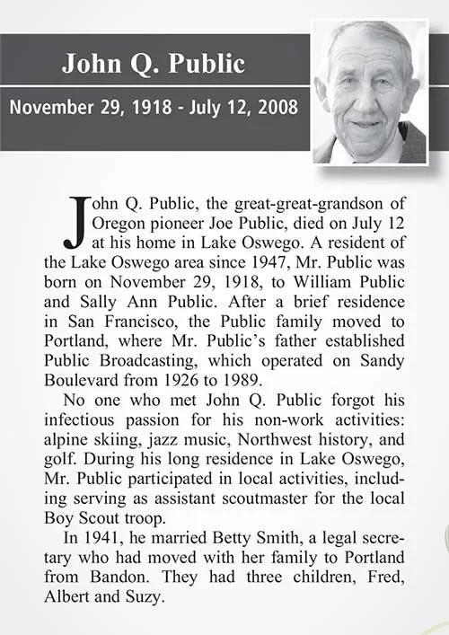 Obituary Samples & Example Obituaries Obituary Samples & Example Obituaries