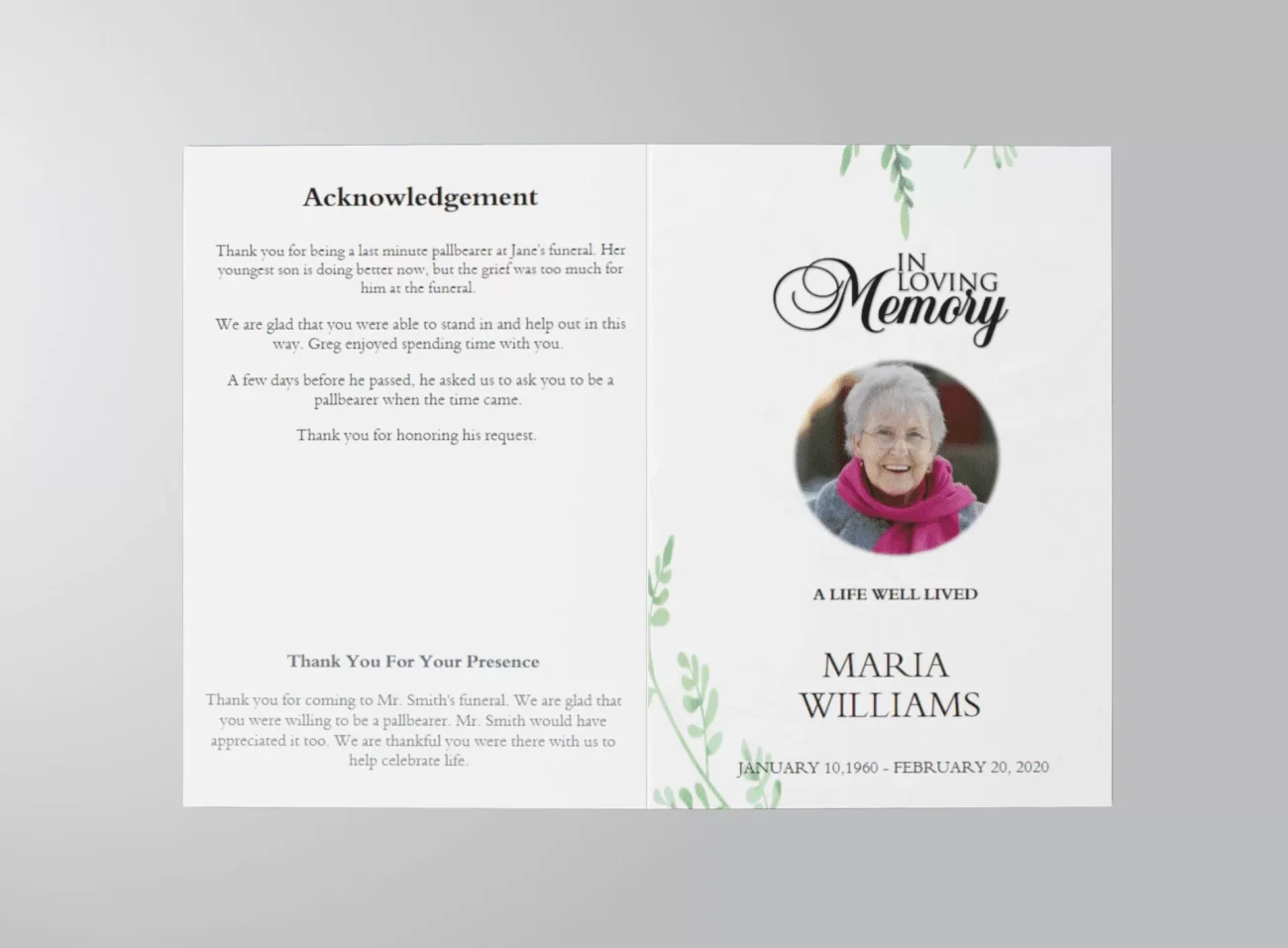 Catholic Funeral Program Example PDF (Free Editable Template)
