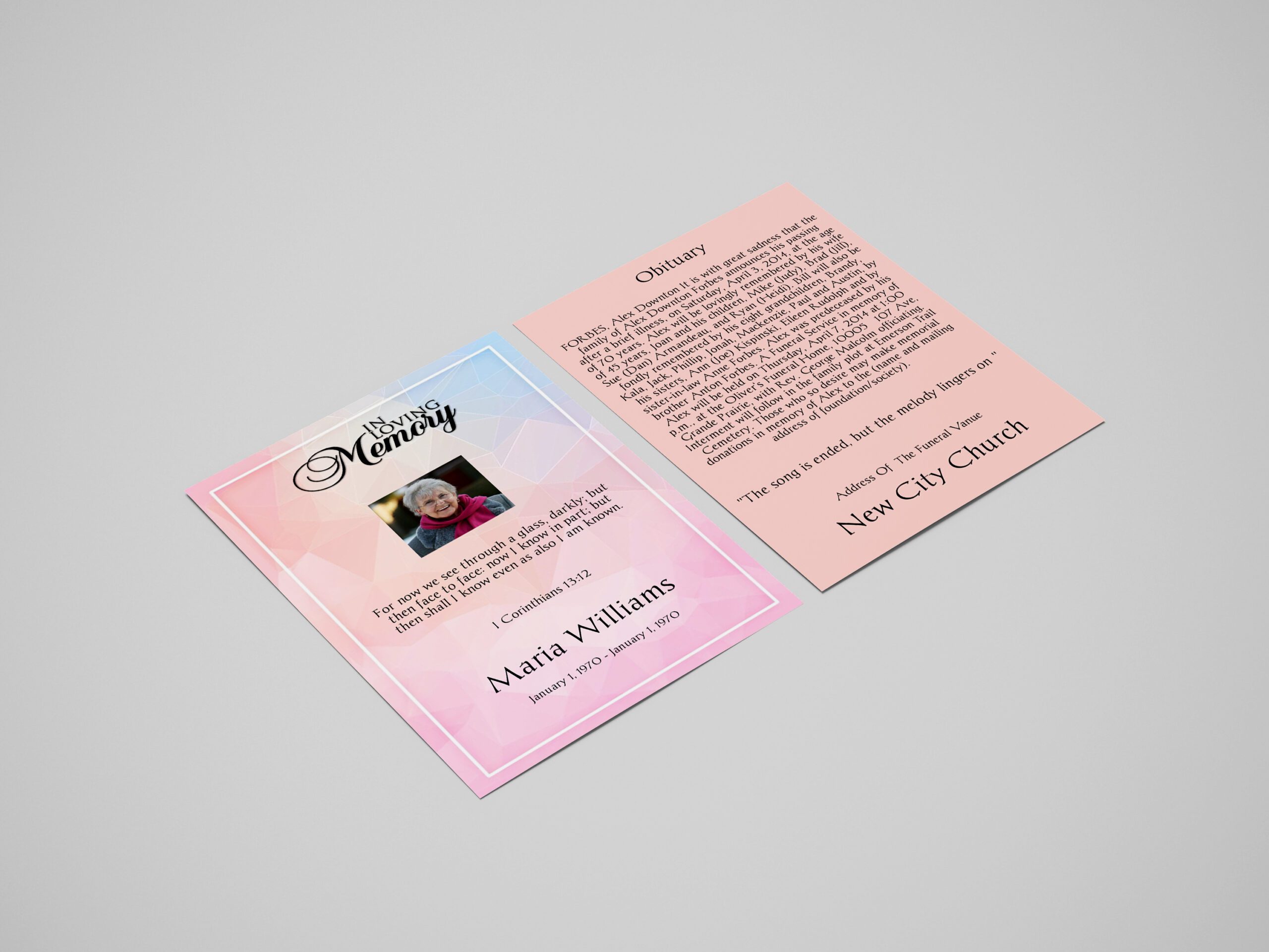 Dreamy Pink Women Special Funeral Flyer Template