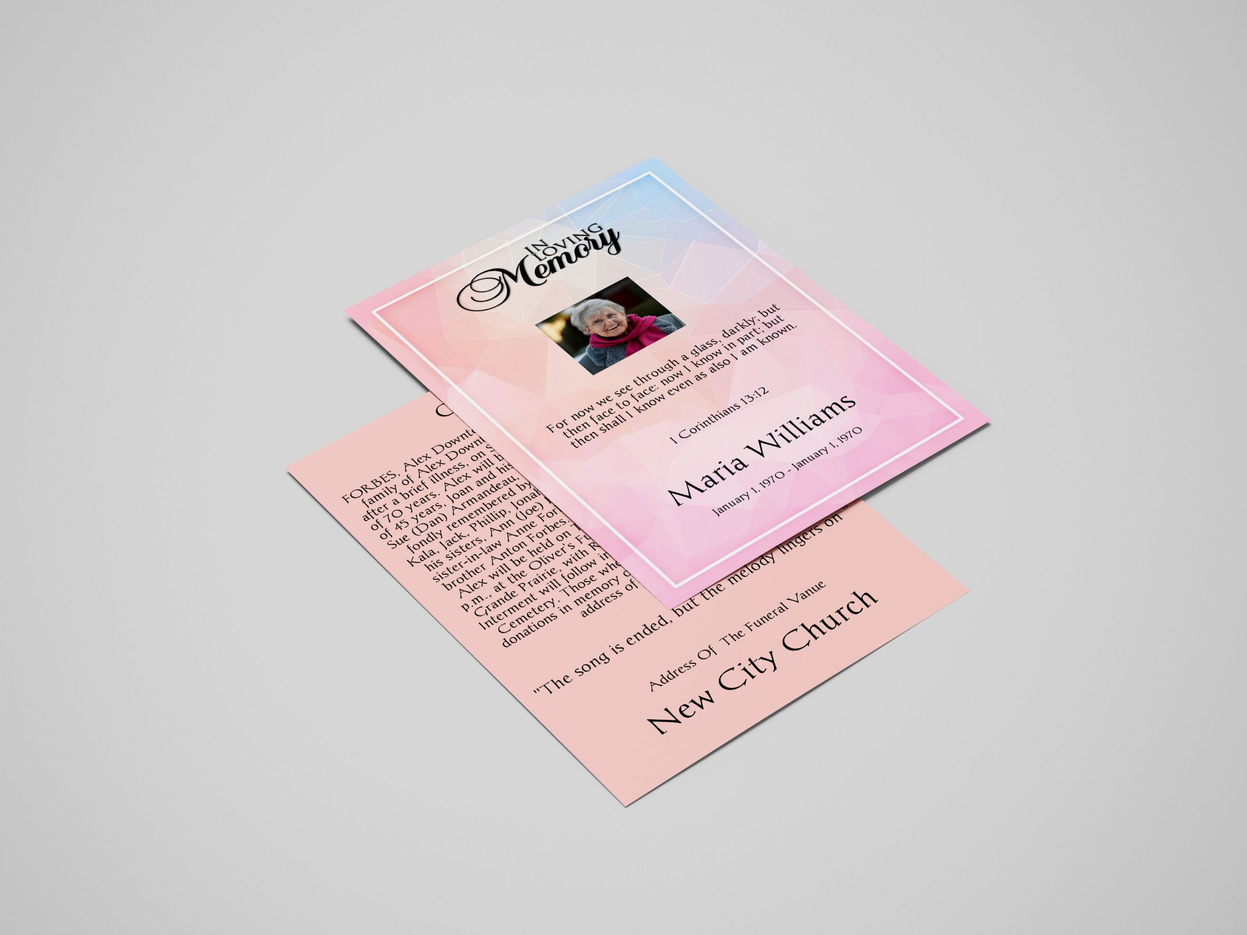 Dreamy Pink Women Special Funeral Flyer Template - Image 2