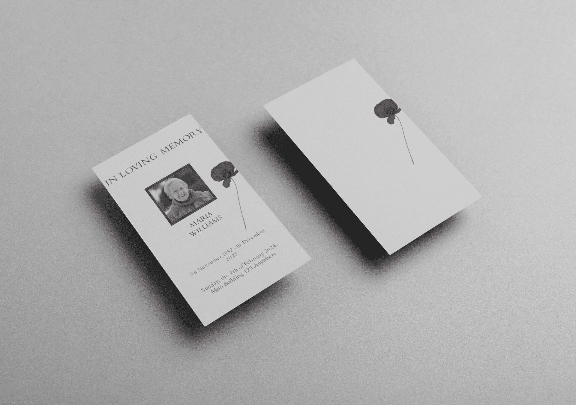 Gray Elegant Oval Frame Funeral Prayer Card