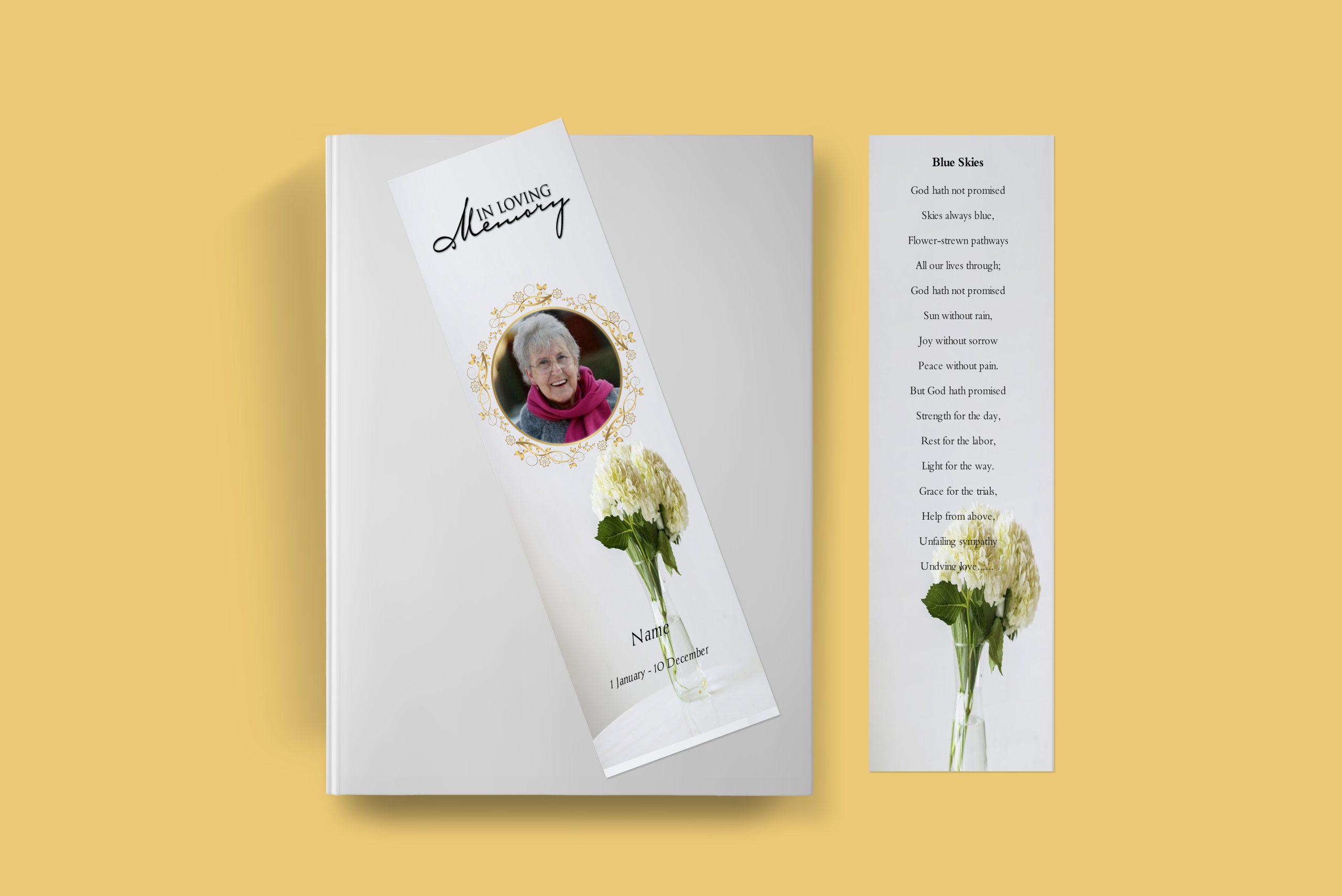 Hydrangeas Funeral Bookmark Template - Image 2