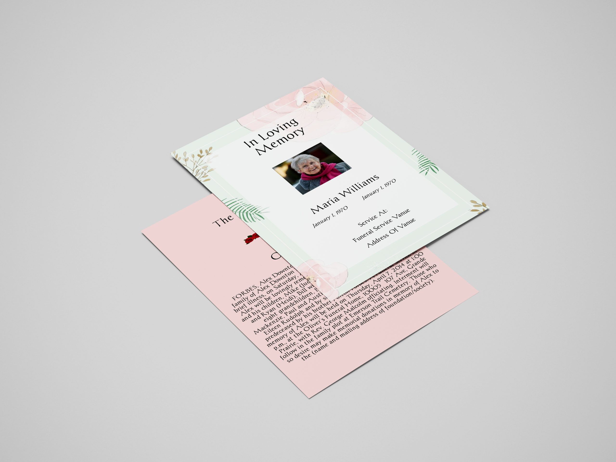 Leaf Hand Painted Funeral Flyer Template - Image 2