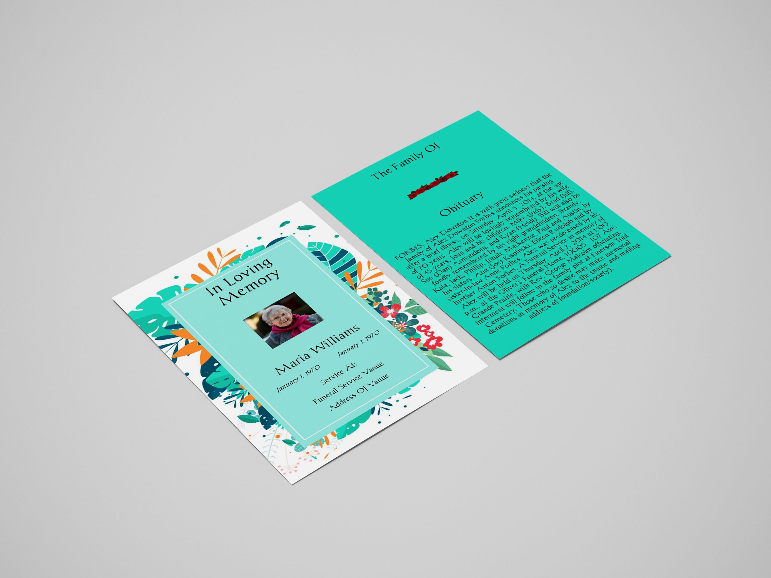 Green Plant Border Funeral Flyer Template