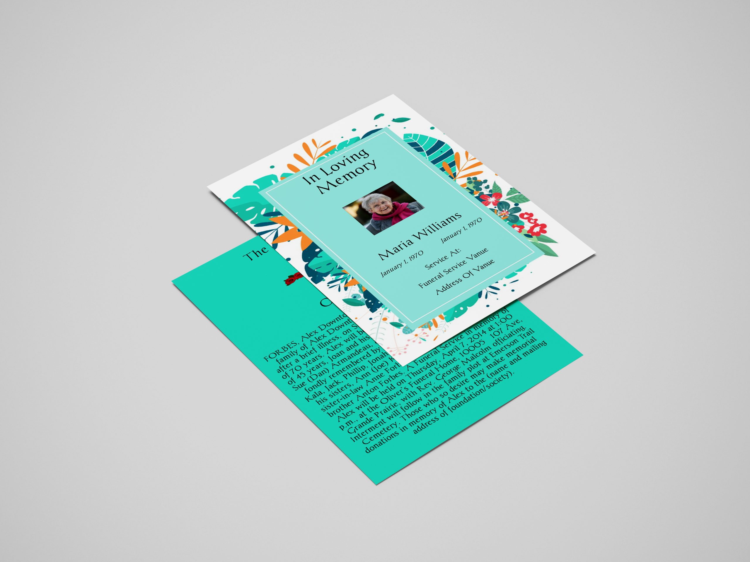 Green Plant Border Funeral Flyer Template - Image 2