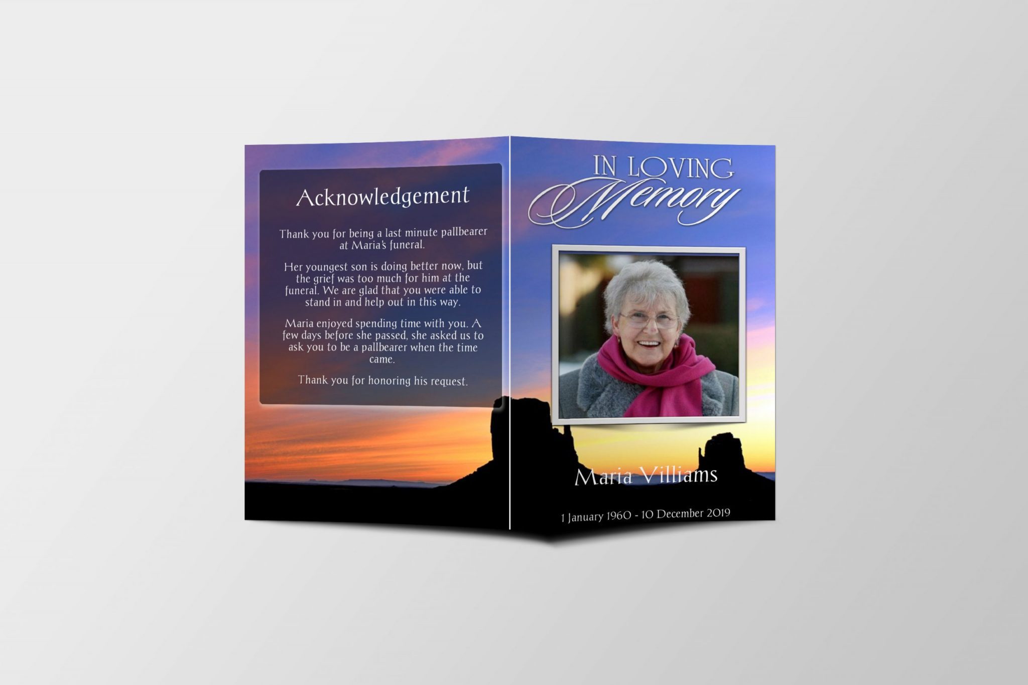 Sunset Funeral Program Template - Image 2